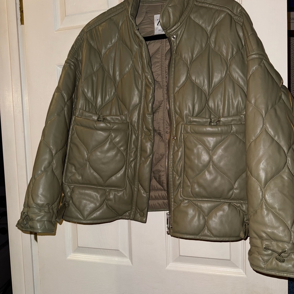 Zara Quilted Olive Green Jacket